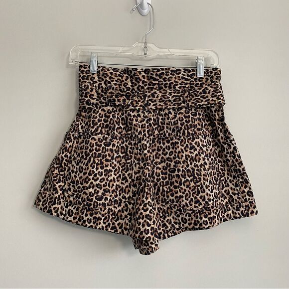 Marissa Webb Dixon Leopard Print Structured Paperbag Printed Shorts Size 2 - Picture 4 of 7